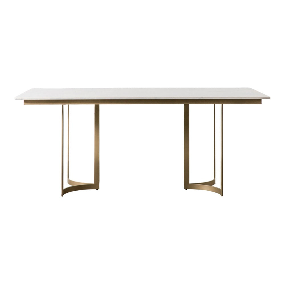 Product photograph of Gallery Interiors Linus 6 Seater Dining Table In Gold from Olivia's.