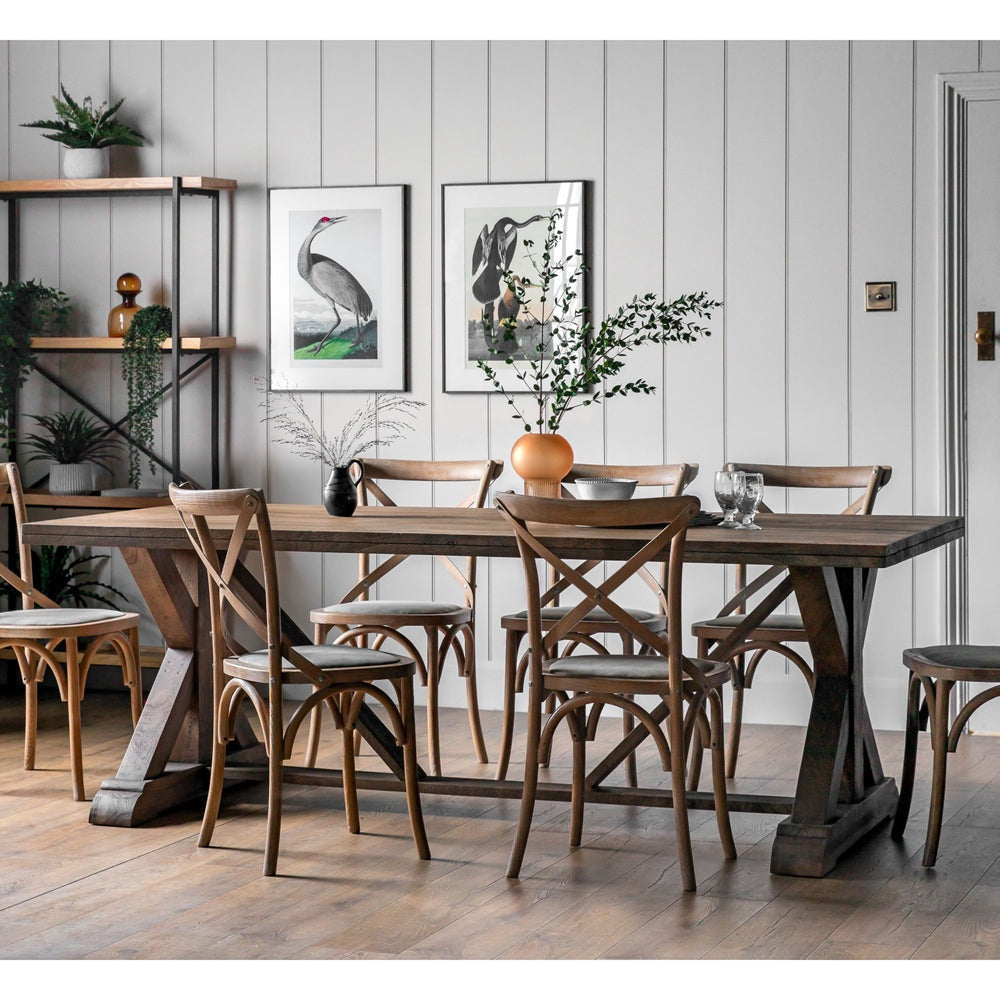 Product photograph of Gallery Interiors Grover Dining Table In Oak 8 Seater from Olivia's.