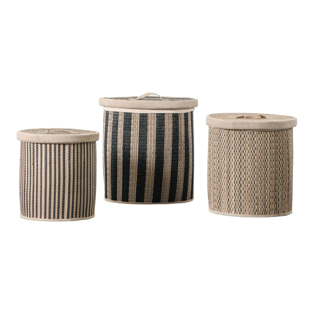 Product photograph of Gallery Interiors Set Of 3 Coste Laundry Basket Set Black And Natural from Olivia's.