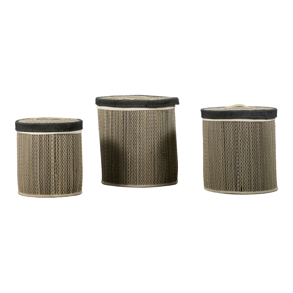 Product photograph of Gallery Interiors Set Of 3 Lombardi Laundry Basket Set Black And Natural from Olivia's.