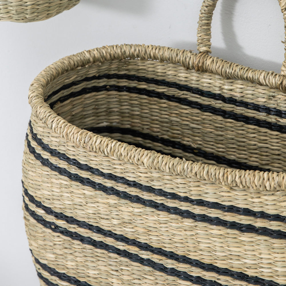 Product photograph of Gallery Interiors Set Of 3 Ambrose Wall Basket Set Black And Natural from Olivia's.