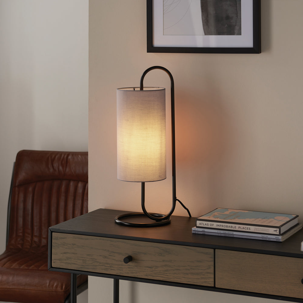 Product photograph of Gallery Interiors Bayford Table Lamp In Matt Black Grey from Olivia's.
