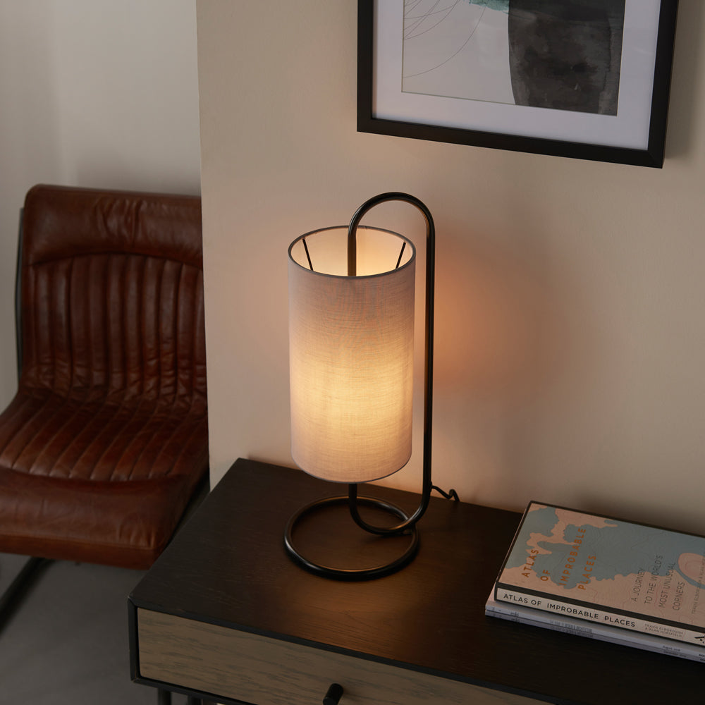 Product photograph of Gallery Interiors Bayford Table Lamp In Matt Black Grey from Olivia's.