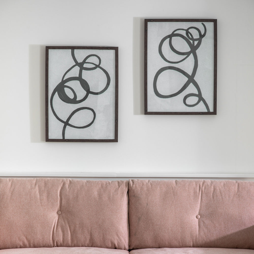 Product photograph of Gallery Interiors Set Of 2 Wegner Ink Whirl Framed Wall Art Multicoloured from Olivia's