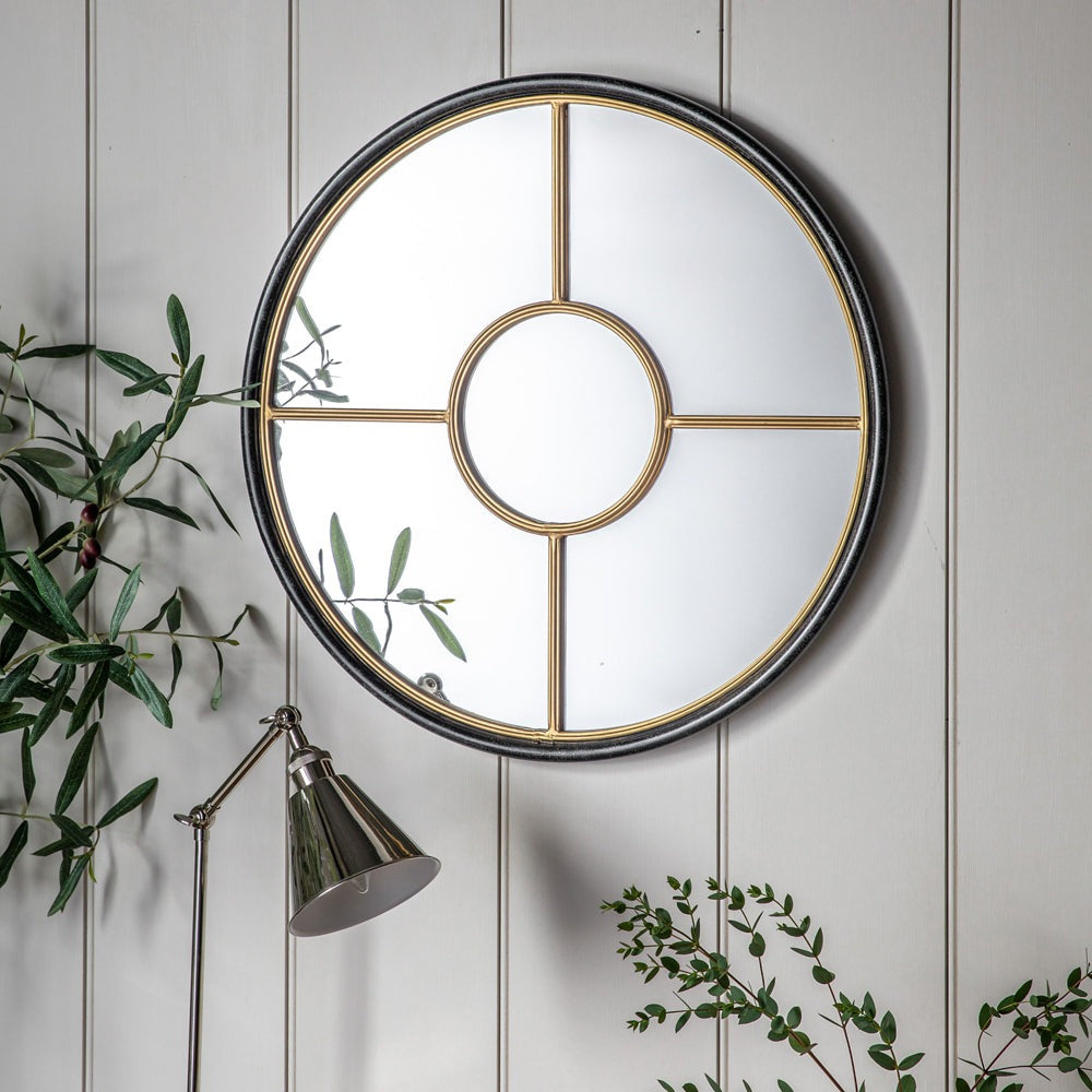 Product photograph of Gallery Interiors Ovesen Mirror Black And Gold Small from Olivia's.