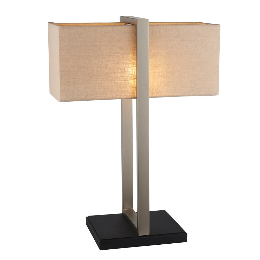 Product photograph of Olivia S Derby Table Lamp In Satin Nickle from Olivia's