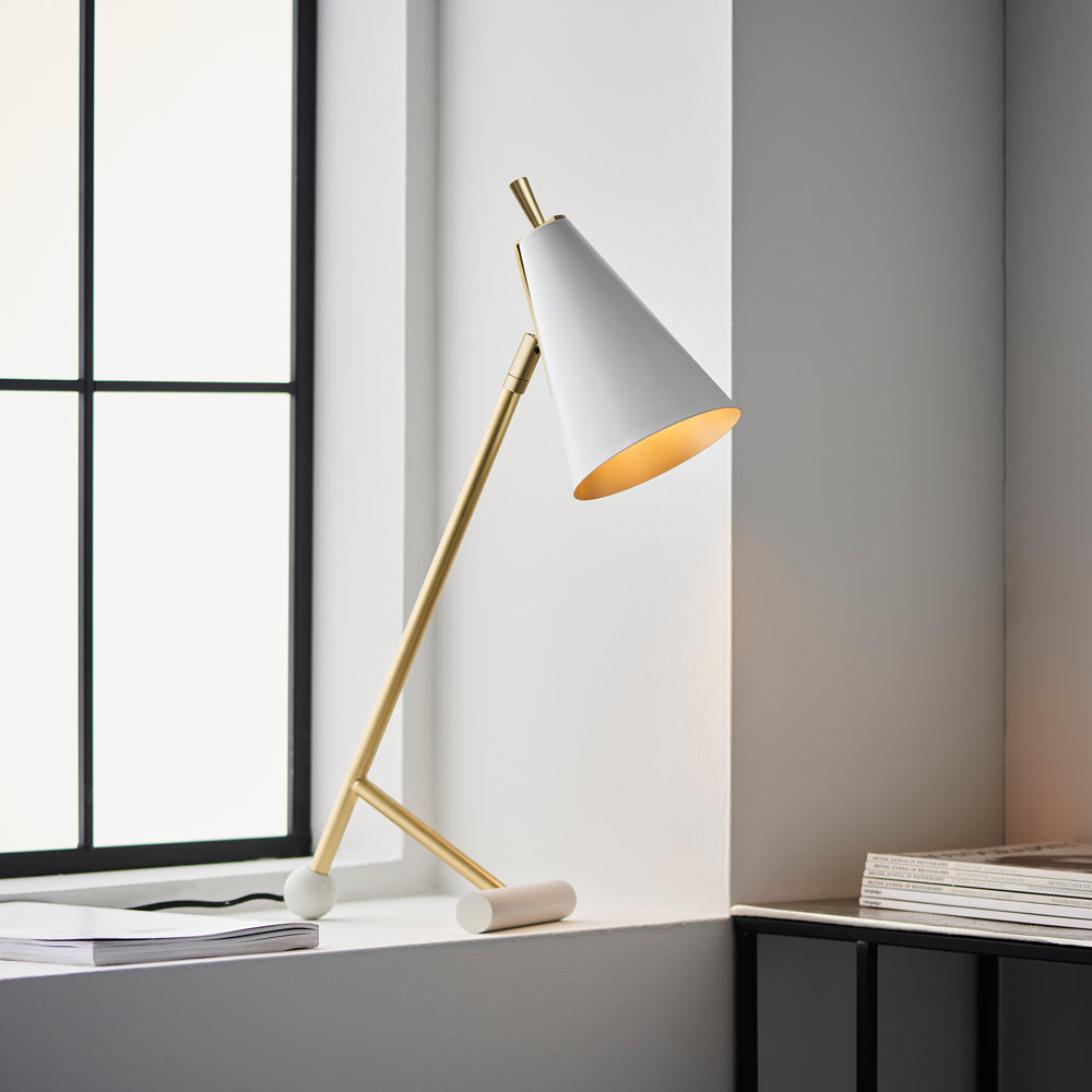 Product photograph of Olivia S Lydia Table Lamp In Antique Brass White from Olivia's