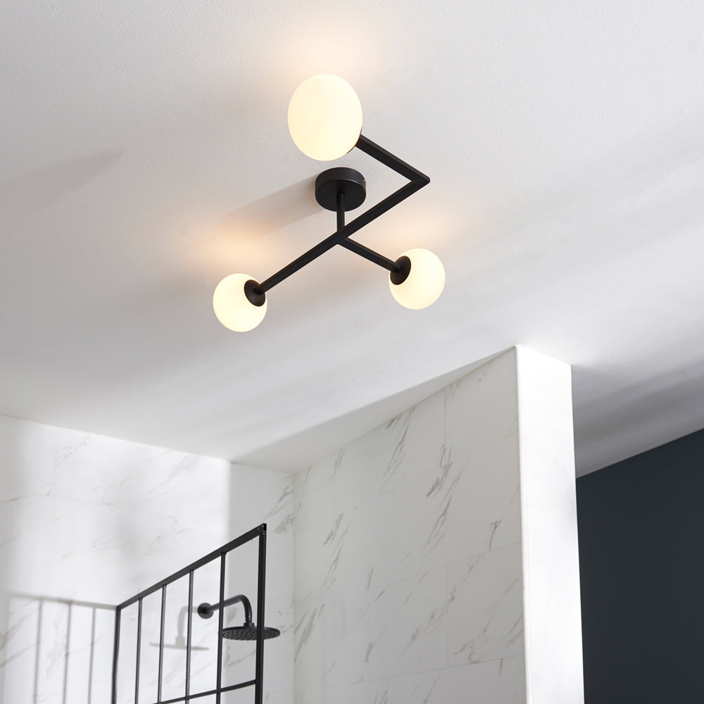 Product photograph of Olivia S Brooklyn Bathroom 3 Ceiling Light In Black from Olivia's.