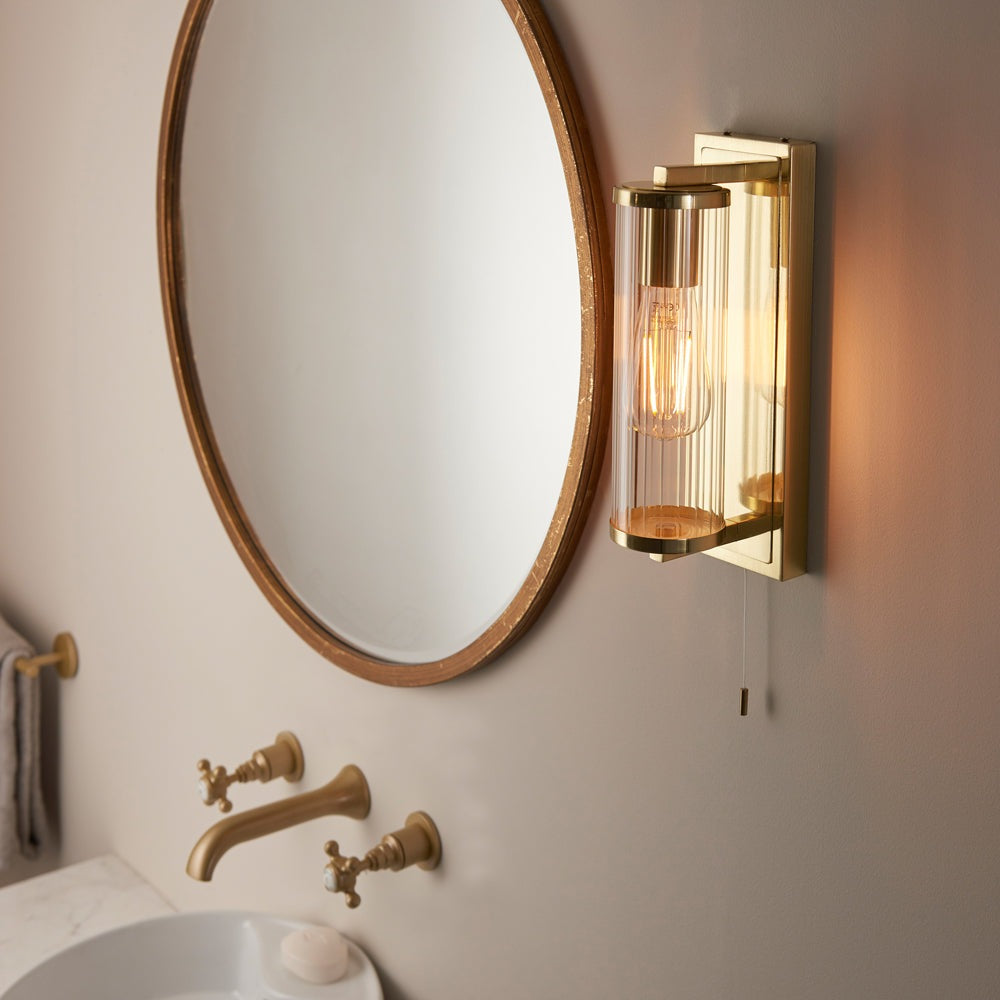 Product photograph of Olivia S Christel Bathroom Wall Light In Brass from Olivia's.
