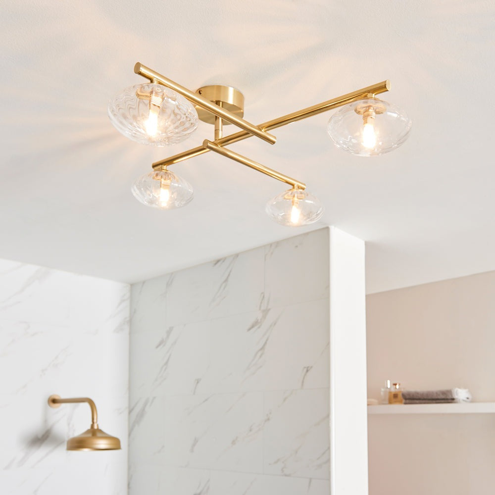 Olivias Harper Bathroom 4 Ceiling Light In Satin Brass