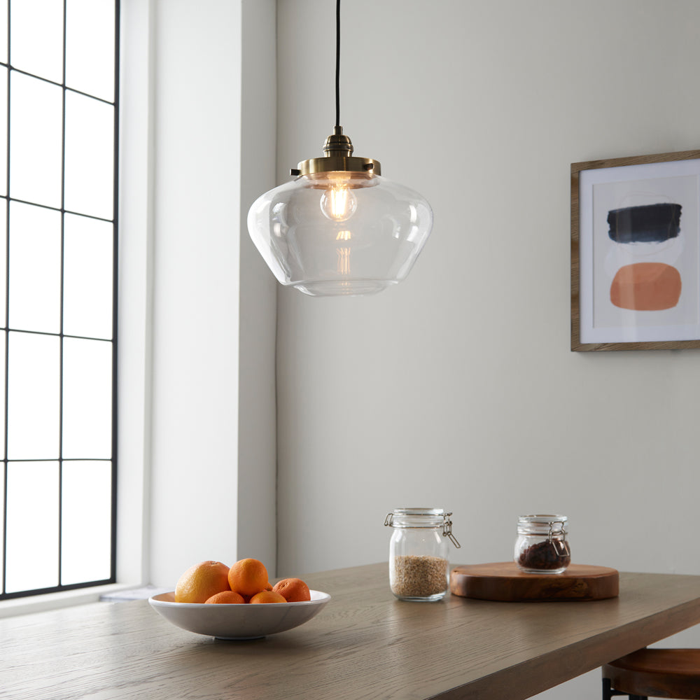 Product photograph of Olivia S Isabella Pendant Light In Brass Clear Glass from Olivia's.