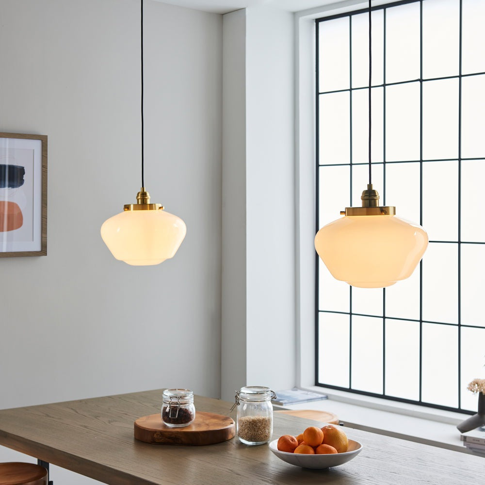 Product photograph of Olivia S Isabella Pendant Light In Brass Opal Glass from Olivia's.