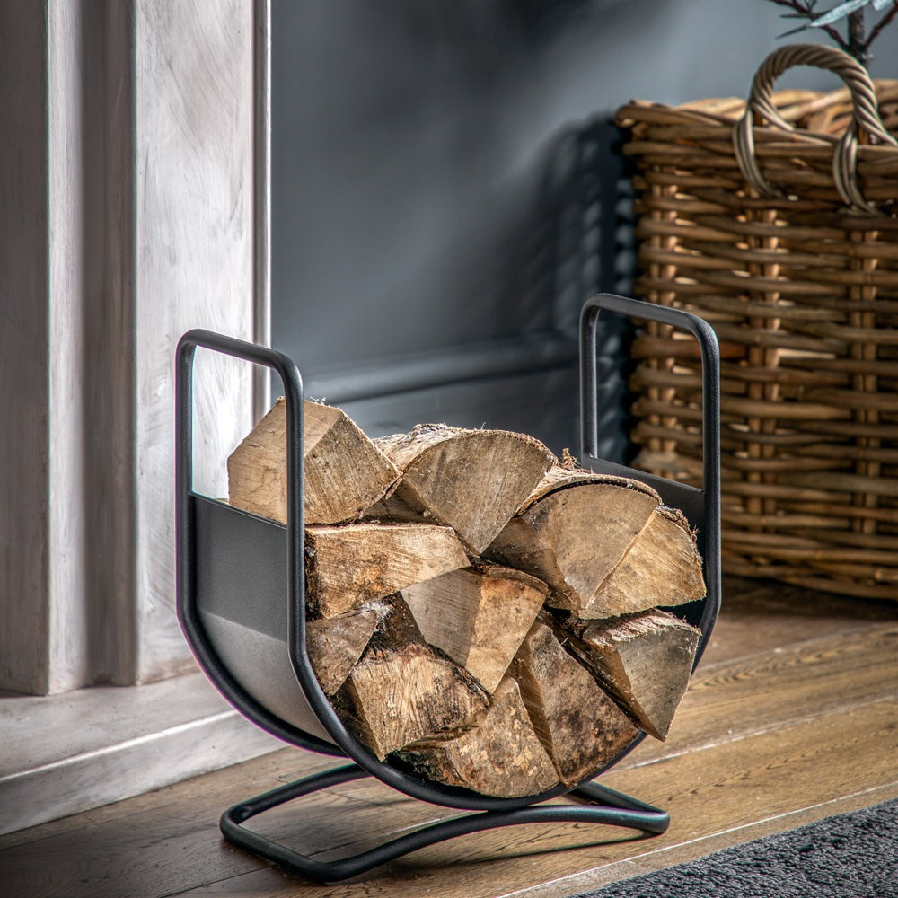 Product photograph of Gallery Interiors Bronte Log Basket Black from Olivia's