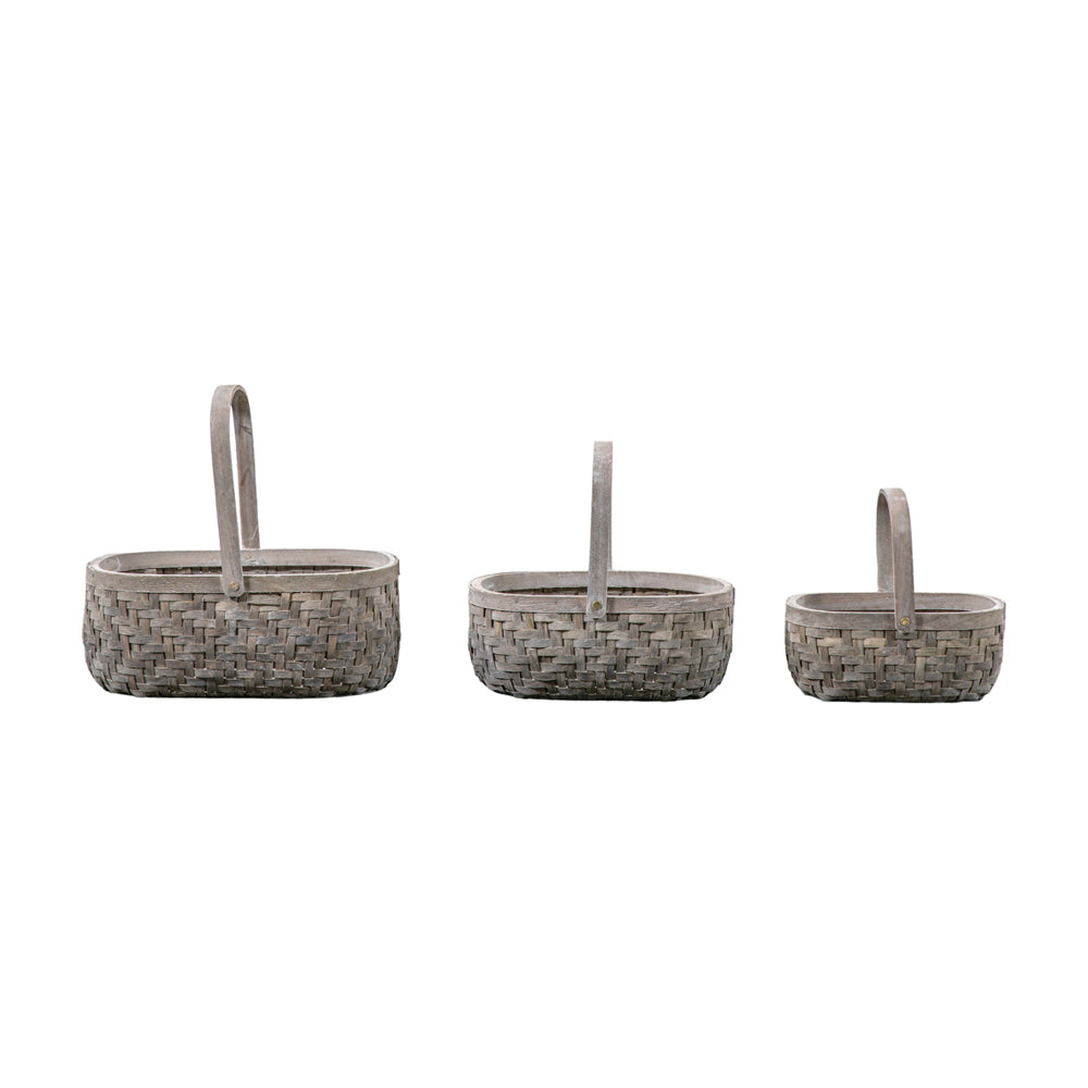 Product photograph of Gallery Interiors Witney Set Of 3 Hampers In Grey from Olivia's