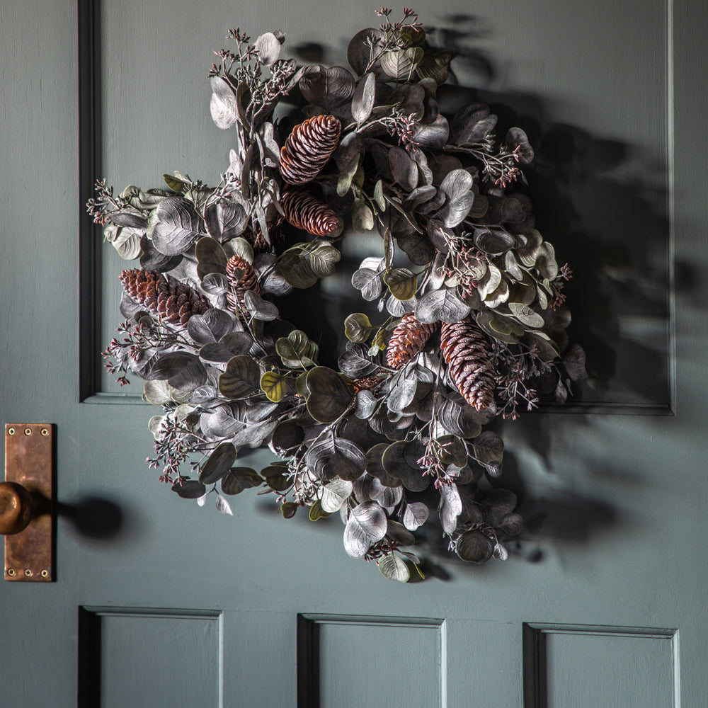 Product photograph of Gallery Interiors Seeded Eucalyptus Wreath With Cones from Olivia's