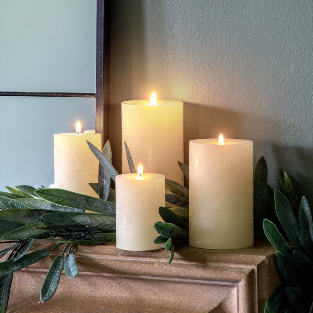 Product photograph of Gallery Interiors Pillar Candle In Rustic Ivory from Olivia's.