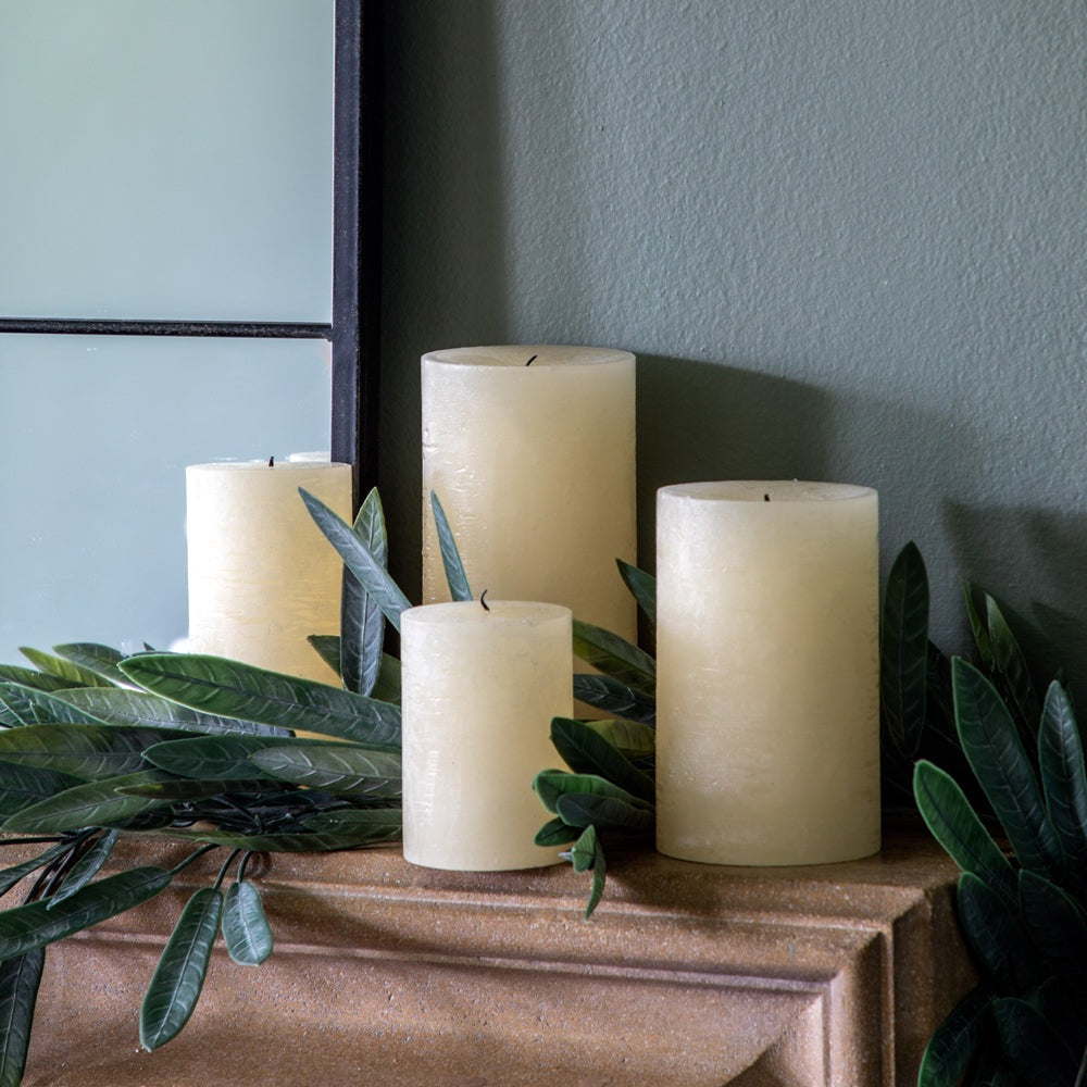 Product photograph of Gallery Interiors Pillar Candle In Rustic Ivory from Olivia's.