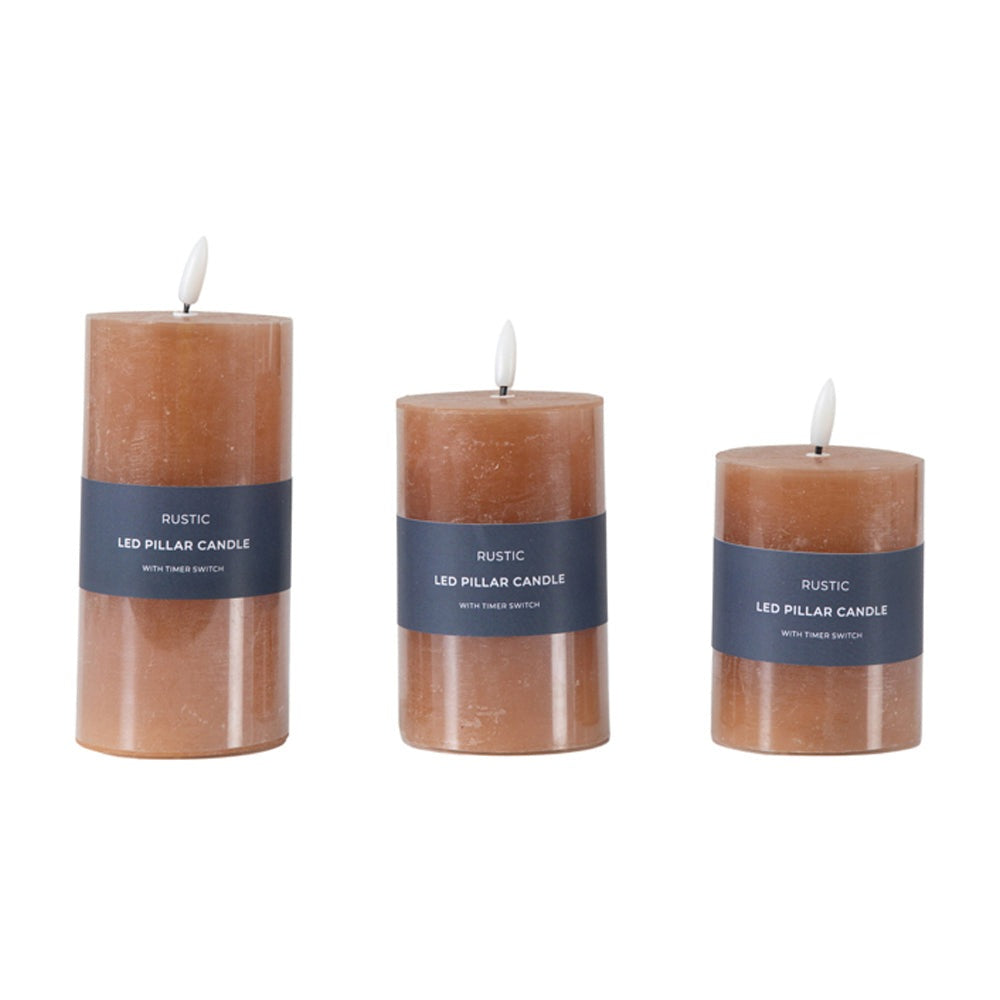 Product photograph of Gallery Interiors Set Of 3 Led Candle Rustic Amber from Olivia's.