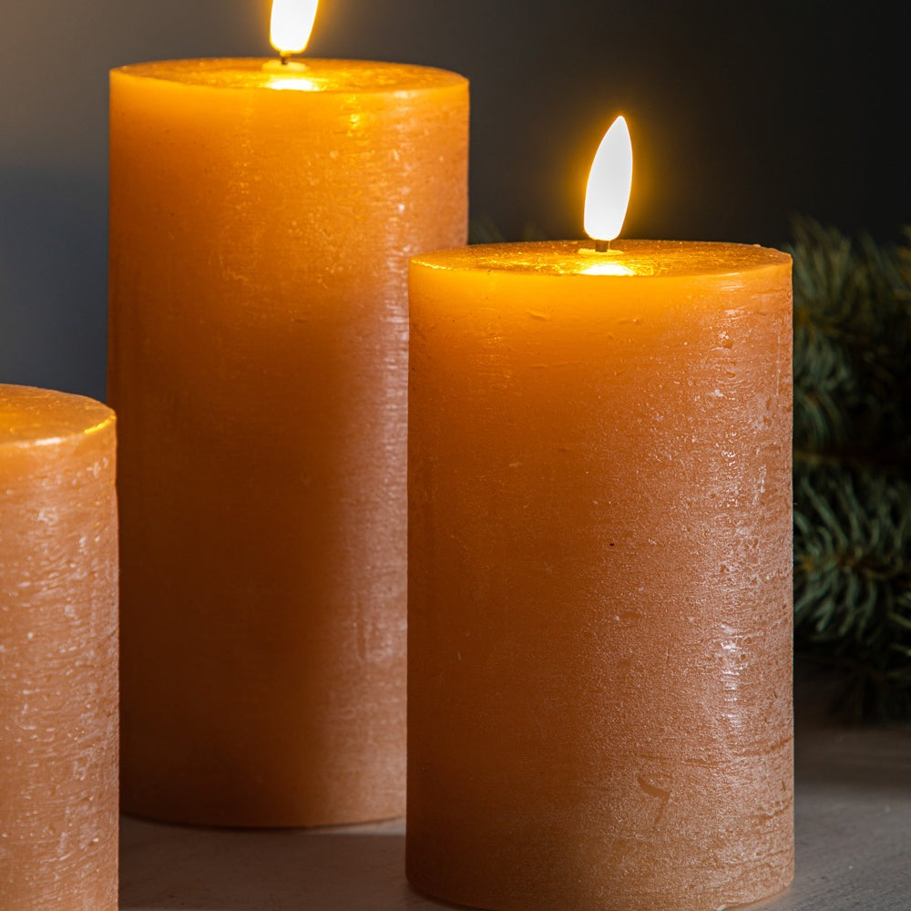 Product photograph of Gallery Interiors Set Of 3 Led Candle Rustic Amber from Olivia's.