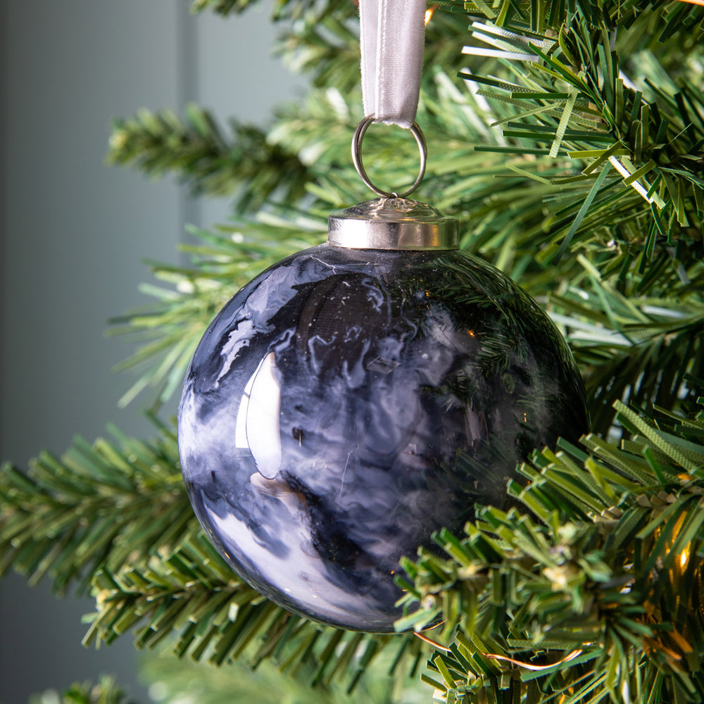 Product photograph of Gallery Interiors Set Of 6 Marbled Bauble Black from Olivia's
