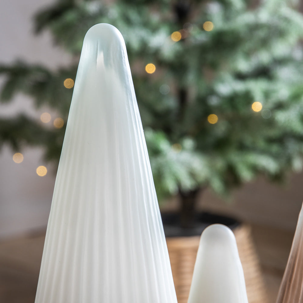 Product photograph of Gallery Interiors Ribbed Tree White Frost Glass Small from Olivia's.