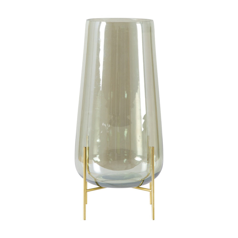 Product photograph of Gallery Interiors Razzo Vase With Stand Green Lustre from Olivia's