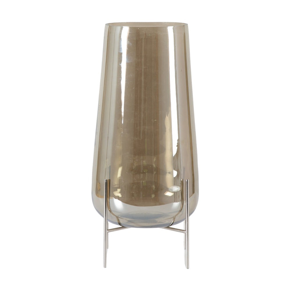 Product photograph of Gallery Interiors Razzo Vase With Stand Amber Lustre from Olivia's