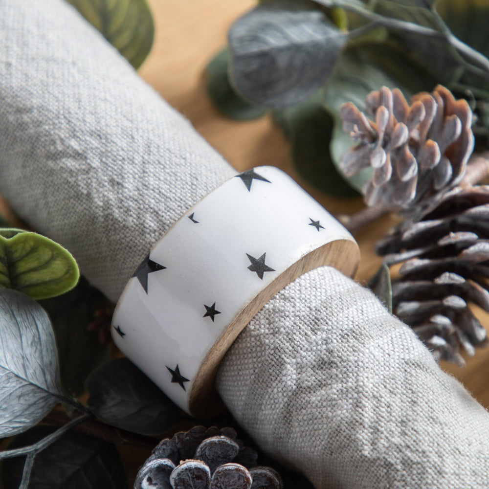 Product photograph of Gallery Interiors Set Of 4 Starry Napkin Rings from Olivia's