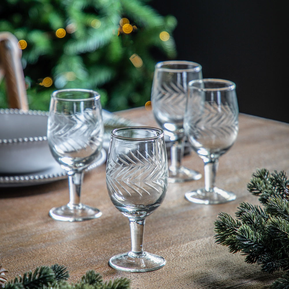 Product photograph of Gallery Interiors Set Of 4 Farah Wine Glasses Clear from Olivia's.