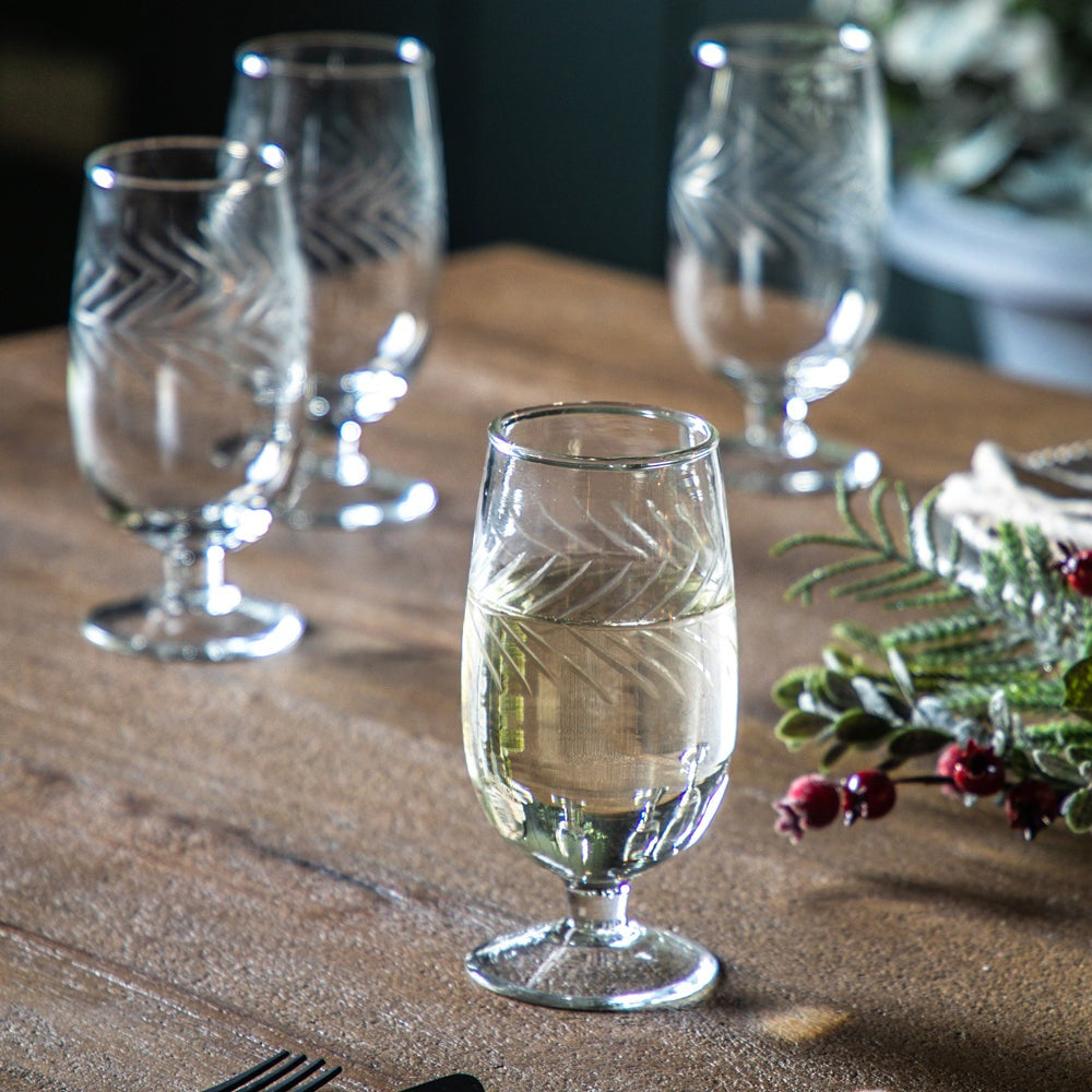 Product photograph of Gallery Interiors Set Of 4 Farah Footed Tumbler Clear Glasses from Olivia's