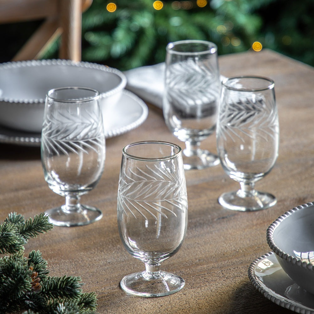 Product photograph of Gallery Interiors Set Of 4 Farah Footed Tumbler Clear Glasses from Olivia's.