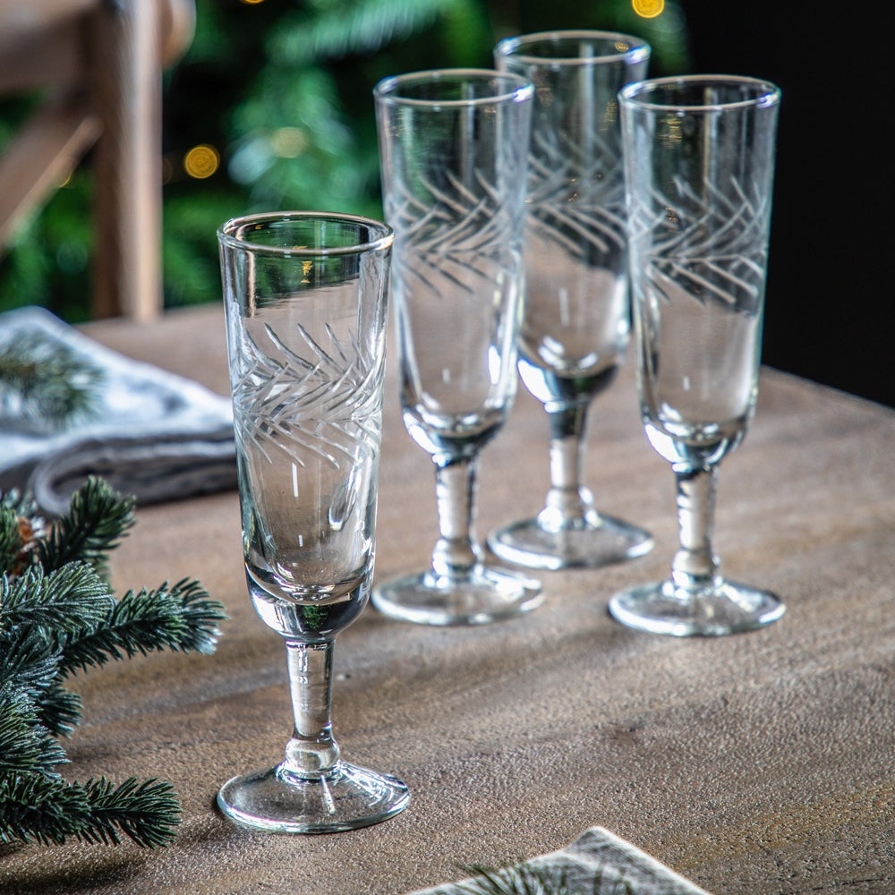 Product photograph of Gallery Interiors Set Of 4 Farah Champagne Flute Clear Glasses from Olivia's