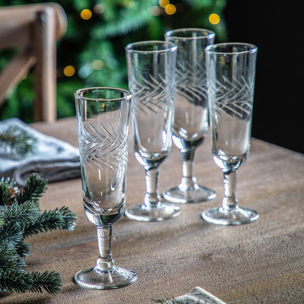 Product photograph of Gallery Interiors Set Of 4 Farah Champagne Flute Clear Glasses from Olivia's.