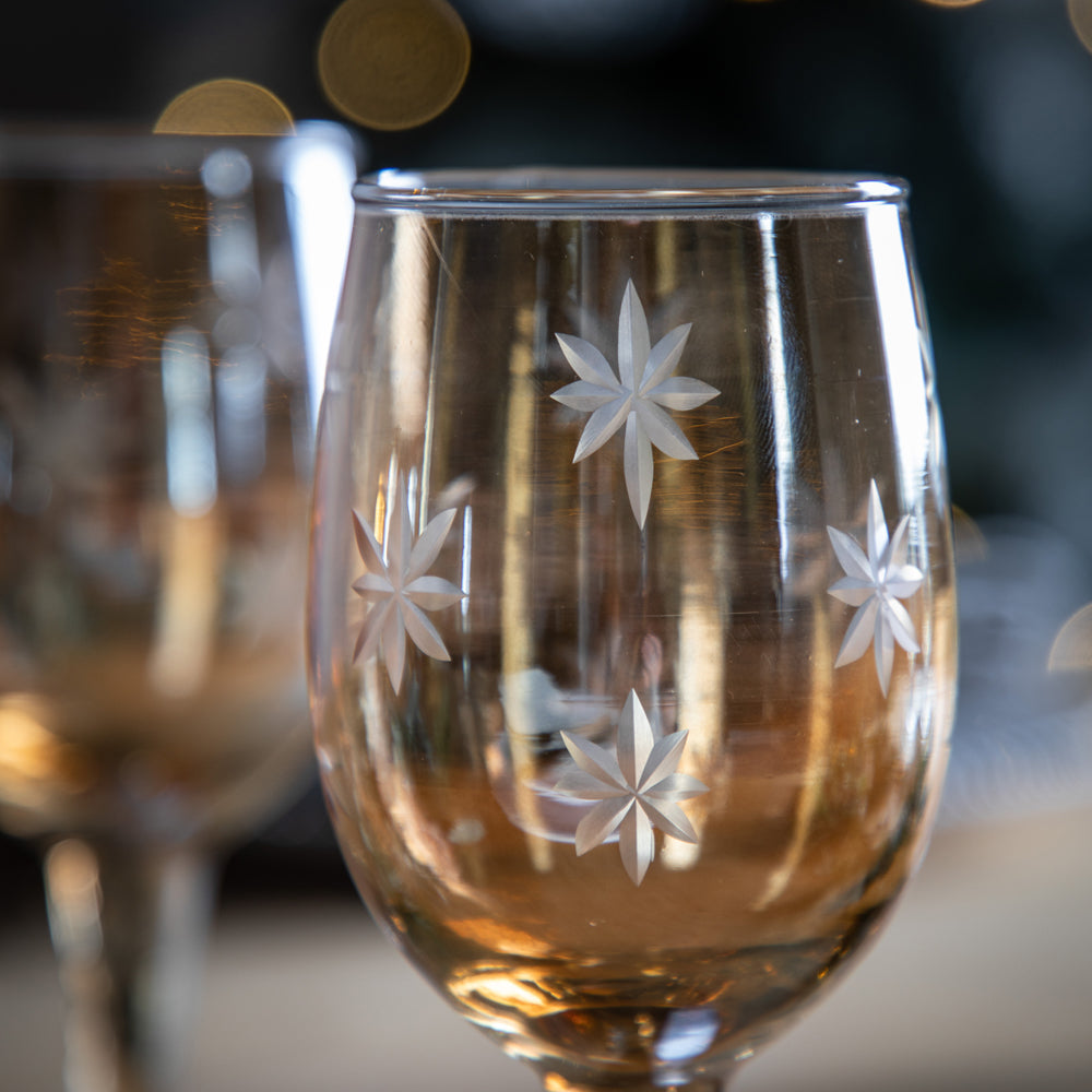 Product photograph of Gallery Interiors Starry Set Of 4 Wine Glass Gold Lustre Glasses from Olivia's.
