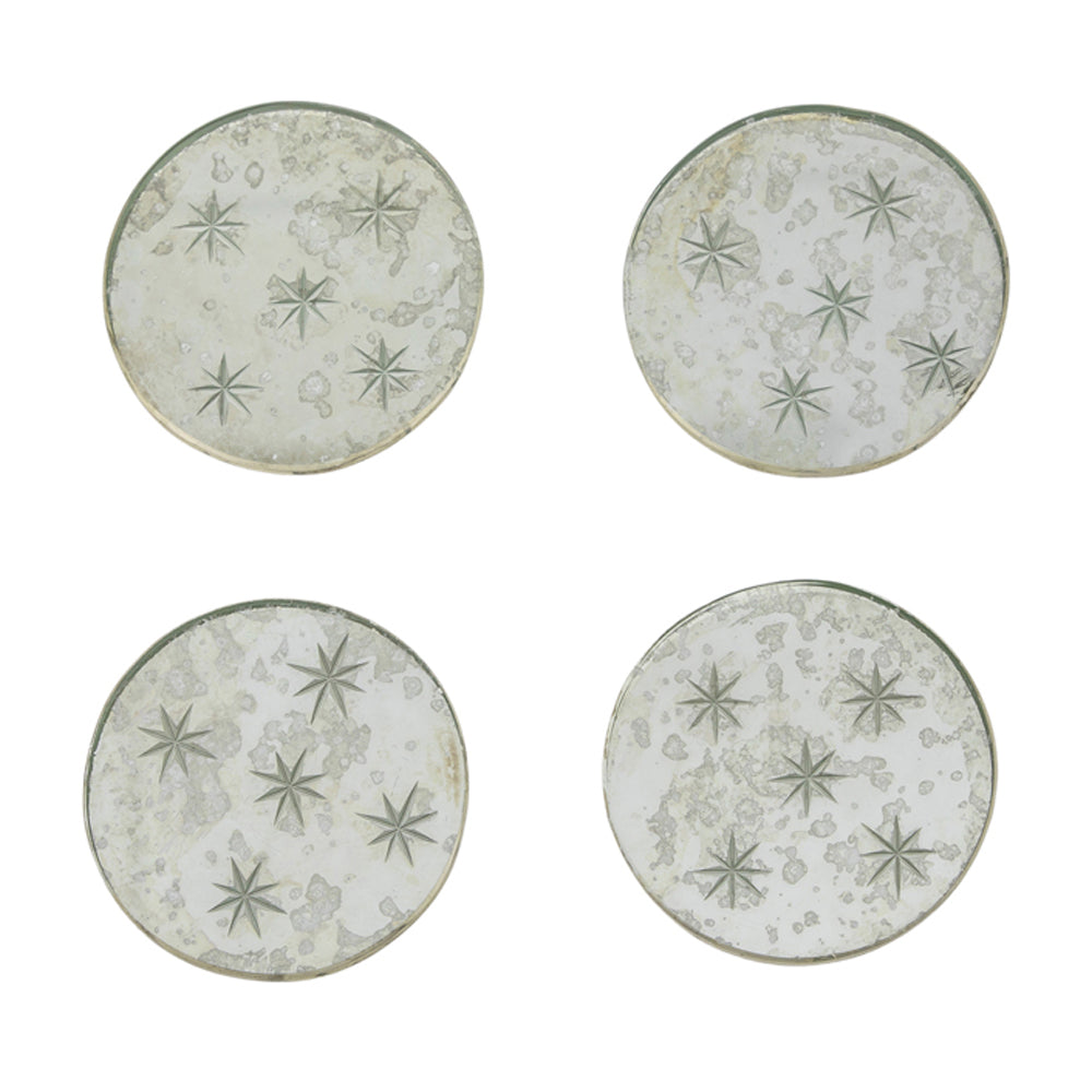 Product photograph of Gallery Interiors Starry Set Of 4 Coaster Mirrored Glasses from Olivia's.