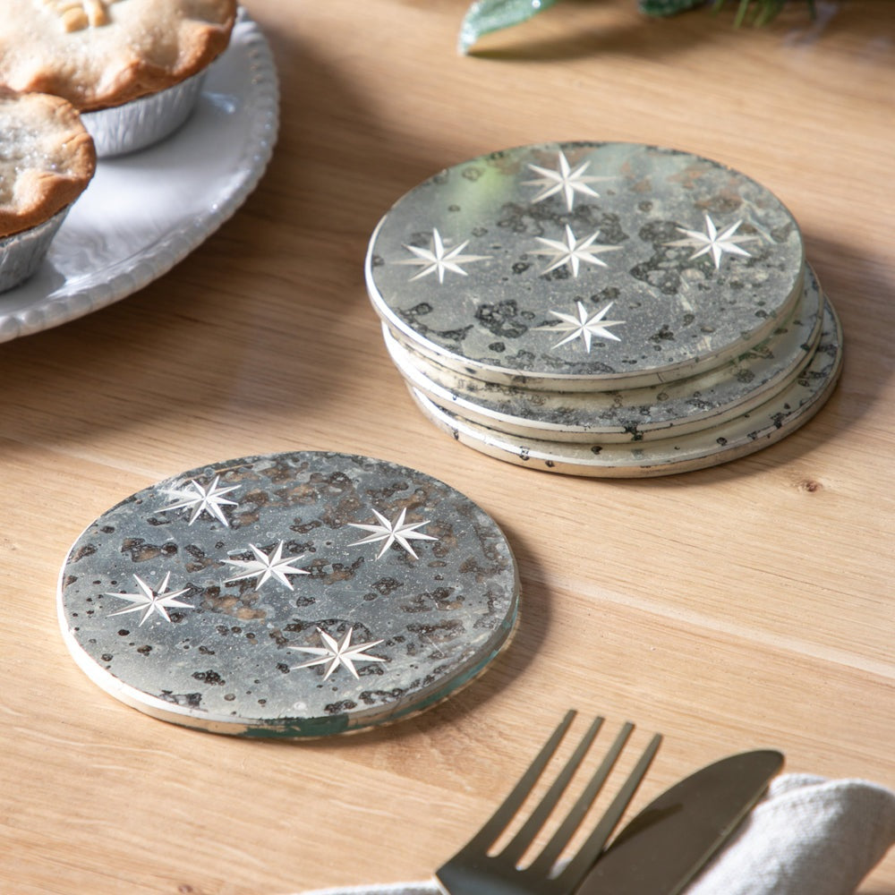 Product photograph of Gallery Interiors Starry Set Of 4 Coaster Mirrored Glasses from Olivia's