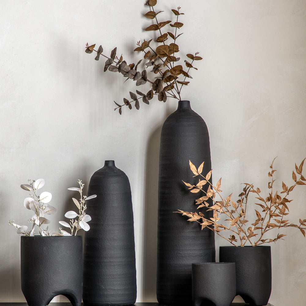 Product photograph of Gallery Interiors Morgan Vase Black Small from Olivia's.