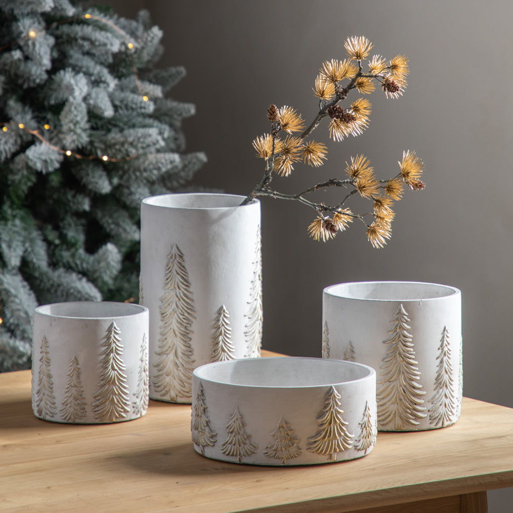 Gallery Interiors Forest Planter White Gold Small