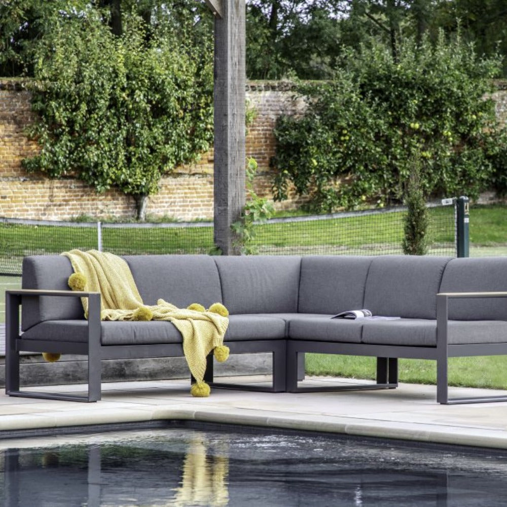 Product photograph of Gallery Interiors Abigail Outdoor Corner Sofa In Charcoal from Olivia's.