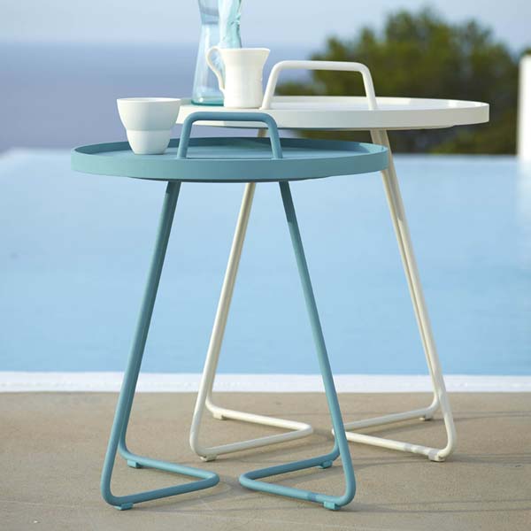 Product photograph of Cane-line On-the-move Outdoor Side Table Small Aqua from Olivia's.
