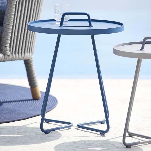 Product photograph of Cane-line On-the-move Outdoor Side Table Small Dusty Blue from Olivia's.