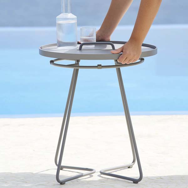 Product photograph of Cane-line On-the-move Outdoor Side Table Small Light Grey from Olivia's.