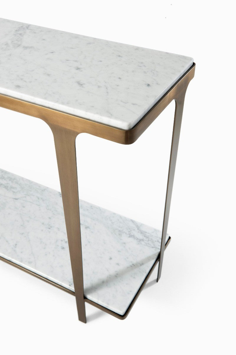 Product photograph of Theodore Alexander Cordell Console Table In White Brass from Olivia's.