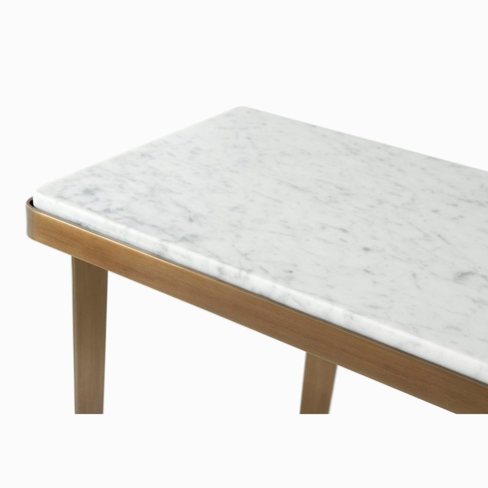 Product photograph of Theodore Alexander Cordell Console Table In White Brass from Olivia's.