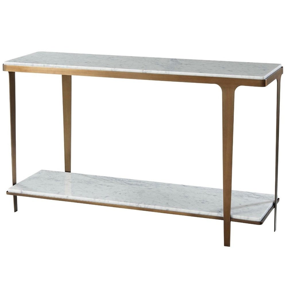 Theodore Alexander Cordell Console Table In White Brass