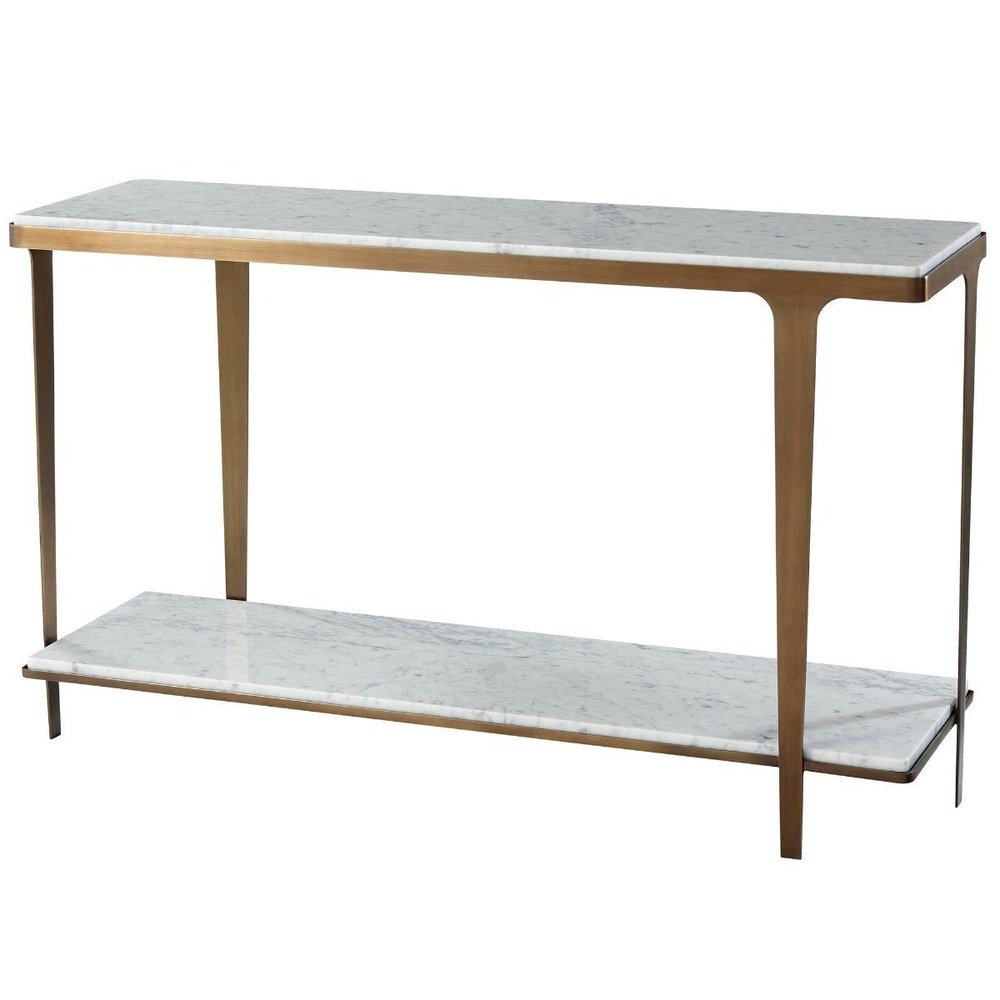 Product photograph of Theodore Alexander Cordell Console Table In White Brass from Olivia's