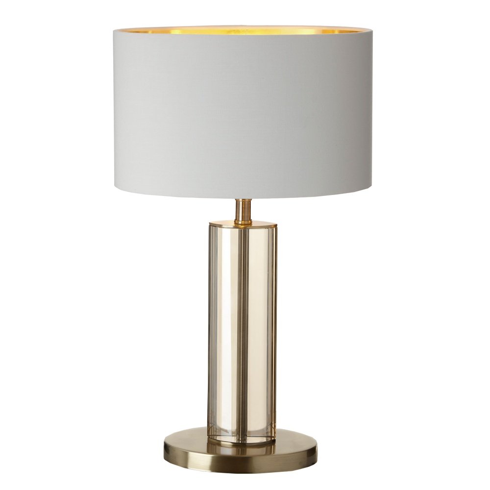 Product photograph of Rv Astley Lisle Table Lamp Cognac Crystal Antique Brass Metal Finish from Olivia's.