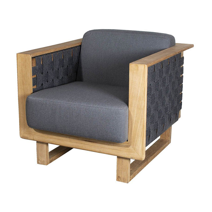 Product photograph of Cane-line Angle Lounge Outdoor Chair Teak Frame Dark Grey from Olivia's