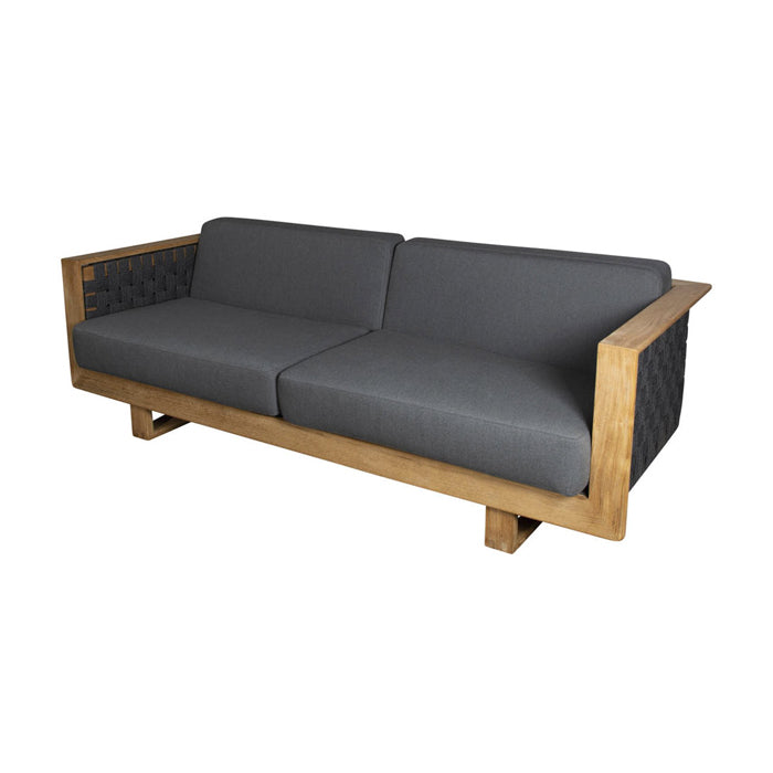 Cane Line Angle 3 Seater Outdoor Sofa With Teak Frame Dark Grey