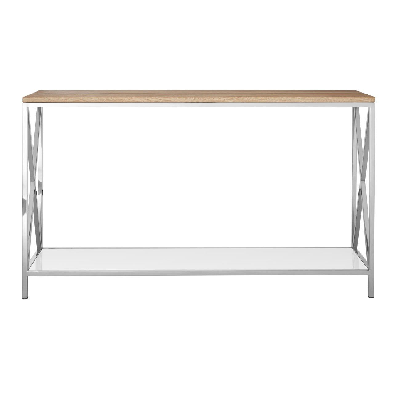 Olivias Console Table With Steel Frame Oak Top